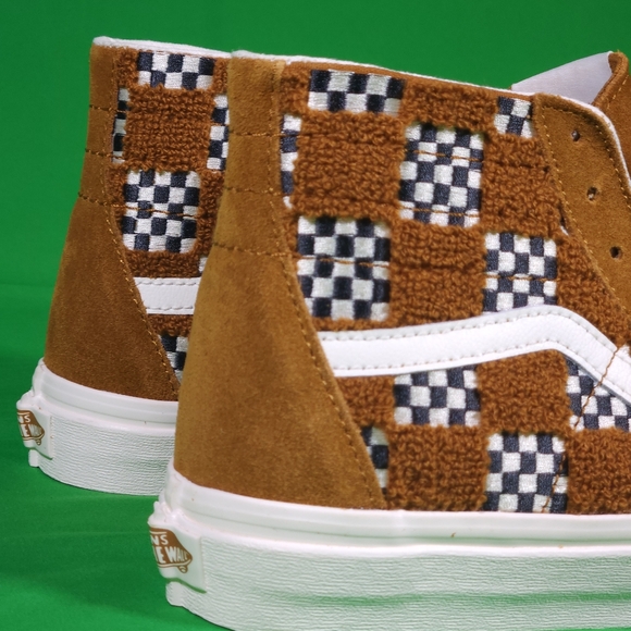 RARE Vans Sk8-Hi Tapered Tufted Checked Golden Brown VN0009QP1M7 ✨️NEW✨️ - Picture 2 of 9